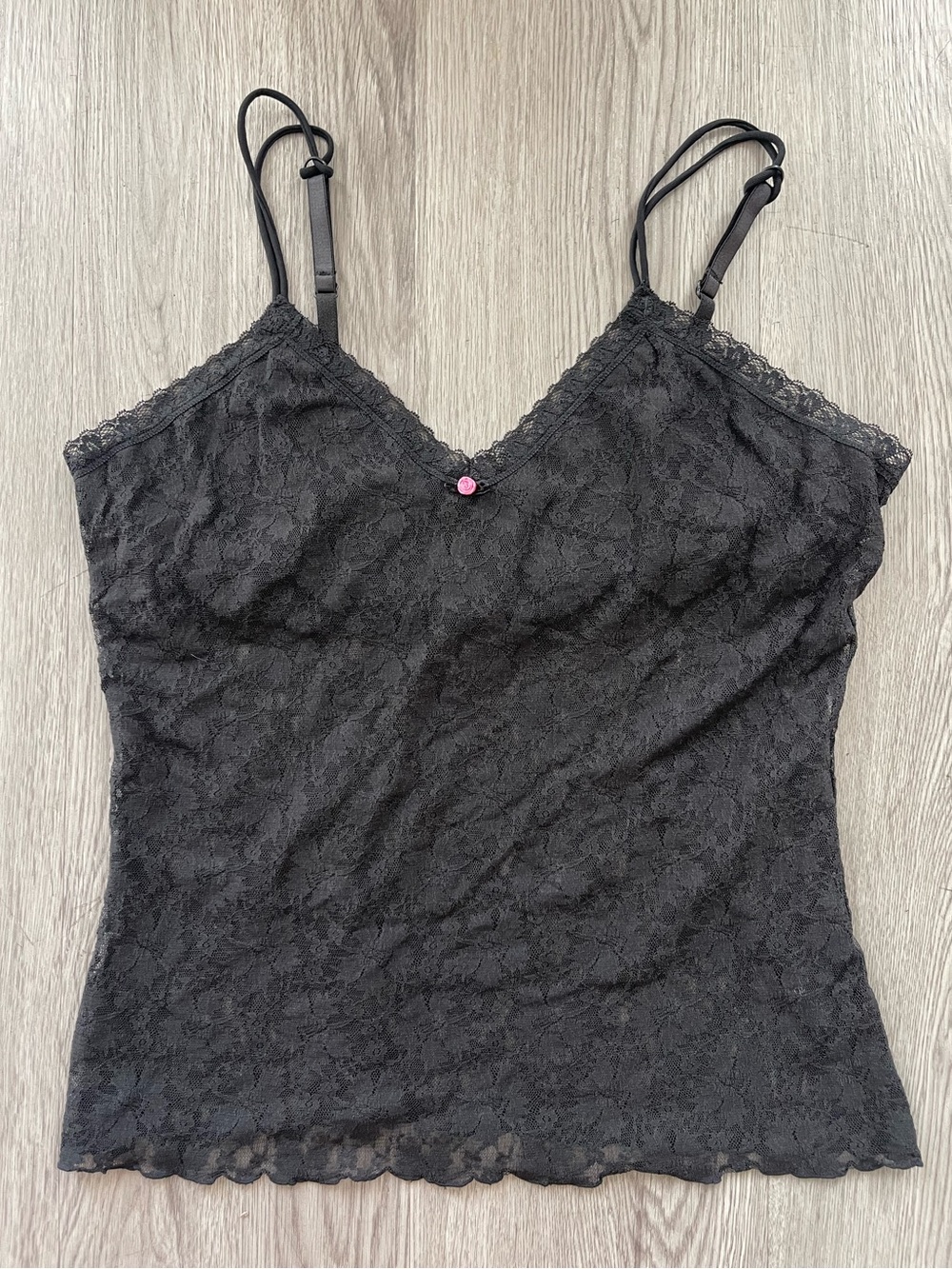 VTG Y2K Black Lace Cami Top with Adjustable Straps